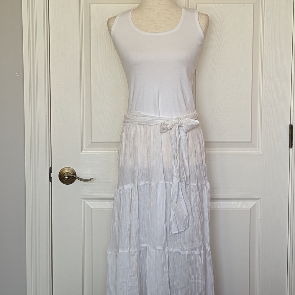 NWT White Ruffled Tiered Boho Dress Collection 18 Small -Medium /Med - Large